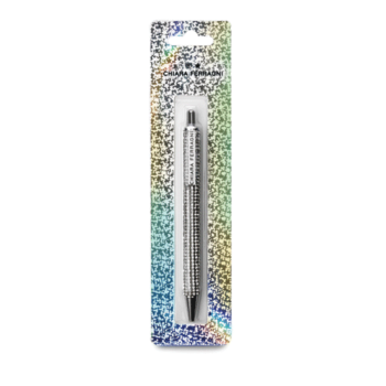 PENNA A SCATTO ARGENTO CON STRASS